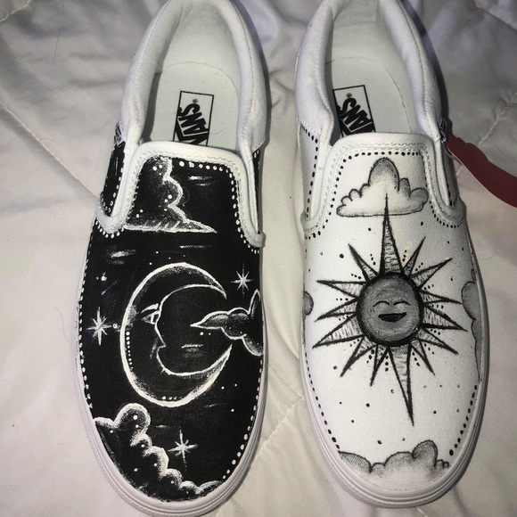 sun and moon slip on vans